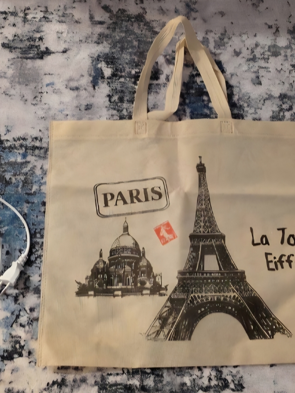 💥💥5 For $25💥💥 Paris Eiffel Tower Canvas Tote Bag & European Plug